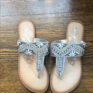 Naughty Monkey beaded flip flop sandals. Size 9